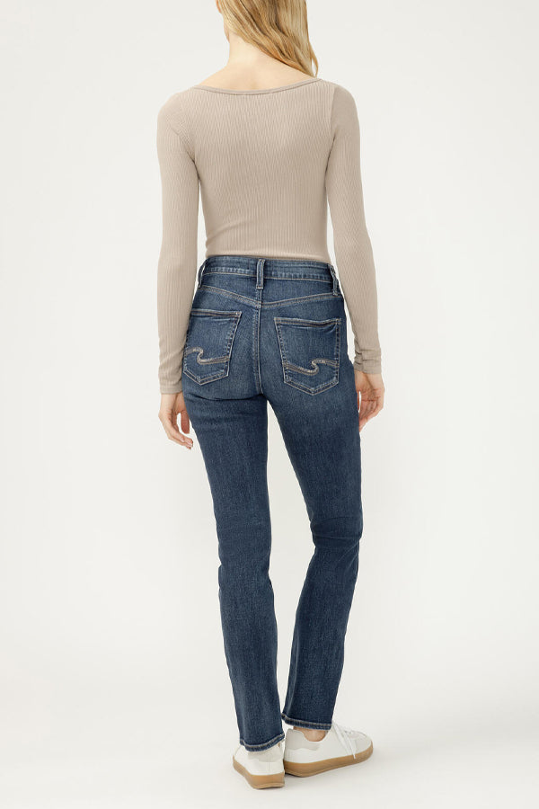 Silver Avery High Rise Straight Leg Jean