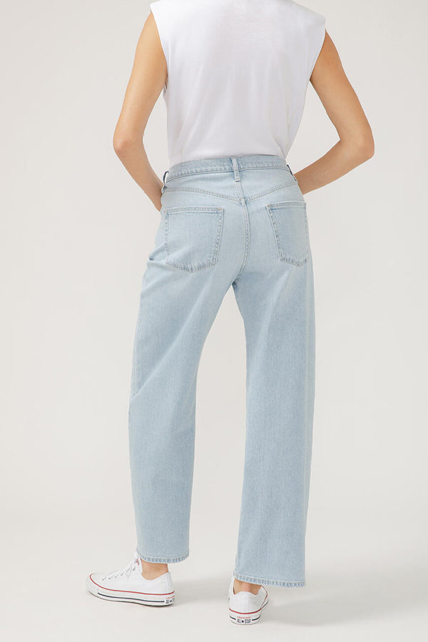Silver Be Easy Draw String Wide Leg Jeans