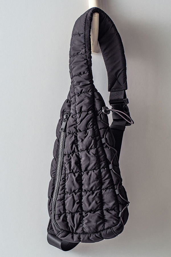 Black - Handcrafted Quilted Sling Bag 25