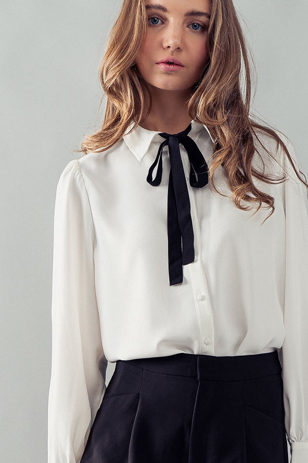 Around Your Tie Under Sweater Look Tie Collar Loose Fit Shirt BK's Brand Name Clothing Around Your Tie Under Sweater Look Tie Collar Loose Fit Shirt BK's Brand Name Clothing