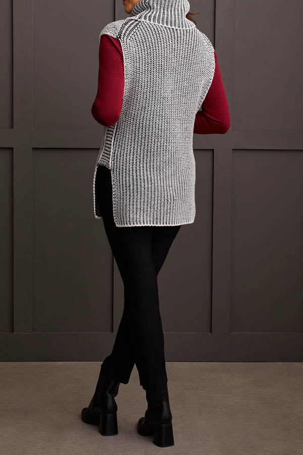 Tribal Cowl Neck Sleeveless Vest