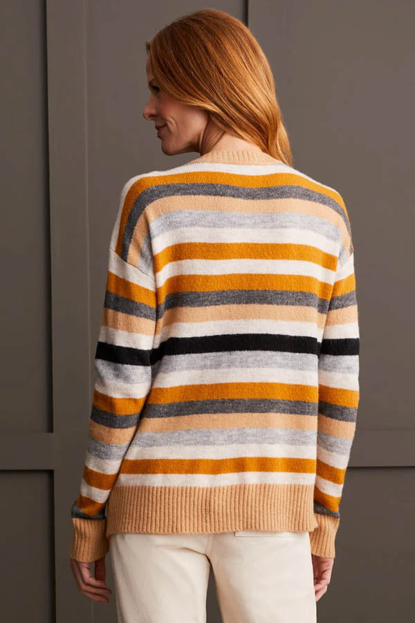 Tribal Striped Crew Neck Sweater