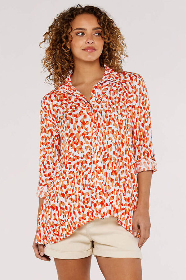 Apricot Cheetah High Low Shirt