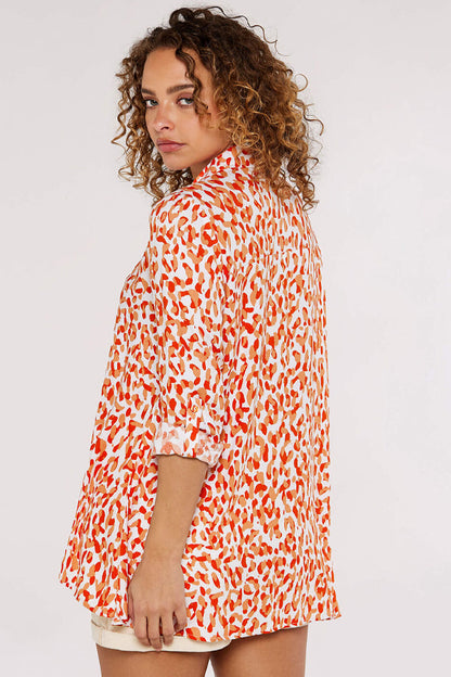 Apricot Cheetah High Low Shirt