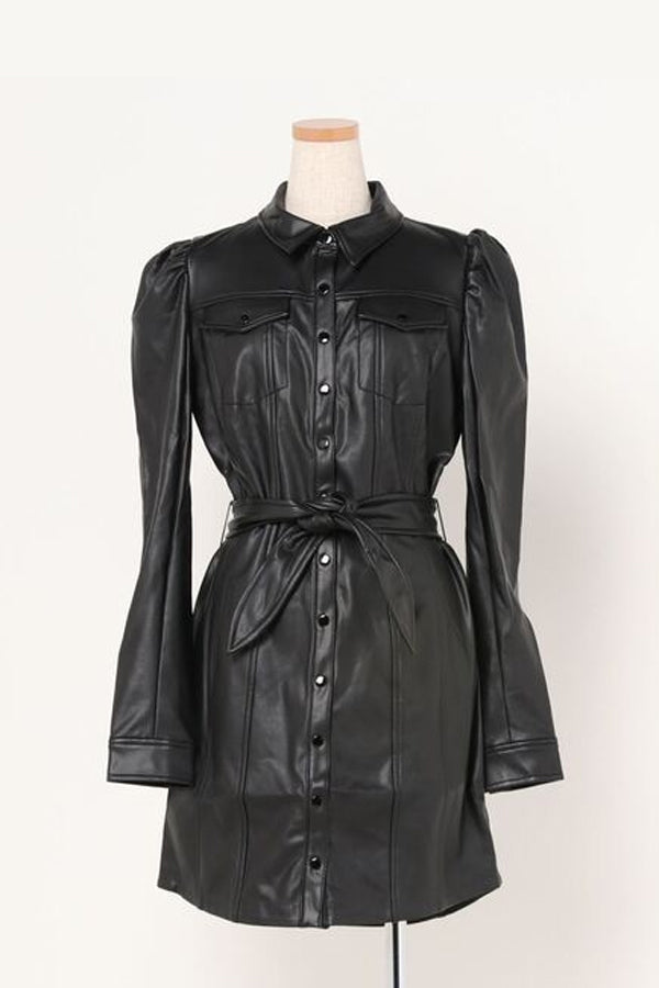 Guess Lina Faux-Leather Shirtdress