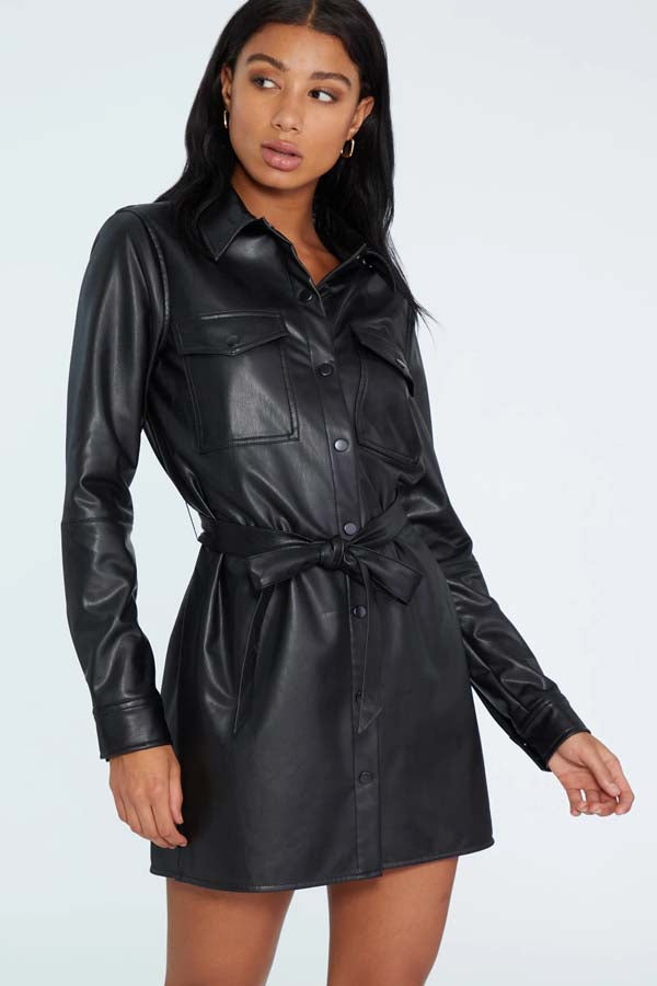 Sanctuary Leather Like Shirt Dress