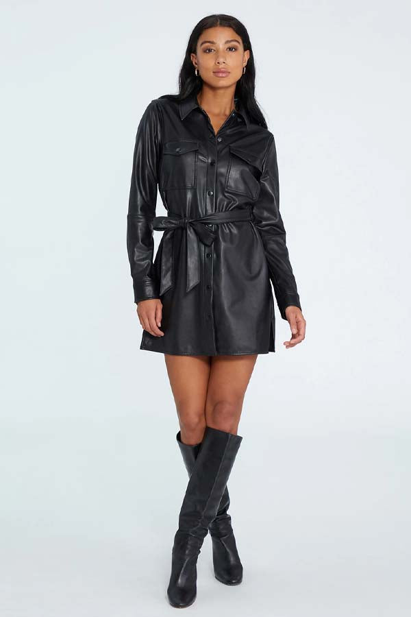 Sanctuary Leather Like Shirt Dress BK's Brand Name Clothing Sanctuary Leather Like Shirt Dress BK's Brand Name Clothing