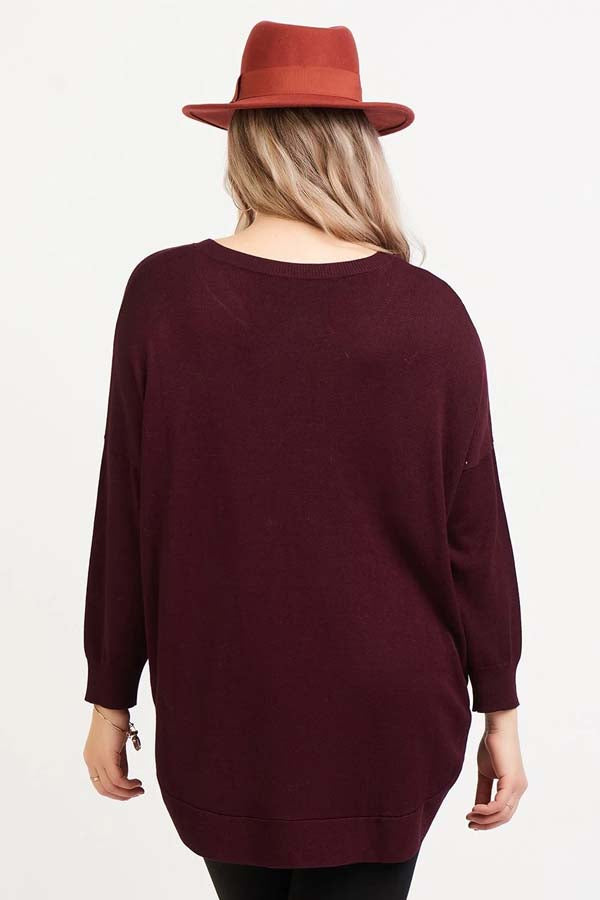 DEX Plus Rounded Hem ¾ Sleeve Sweater