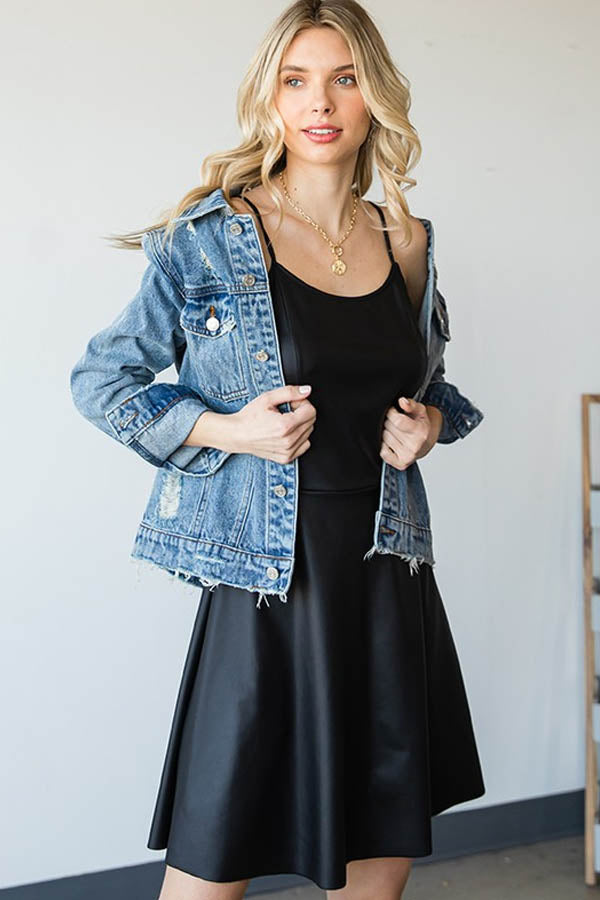 BK Brand Faux Leather Skater Dress BK's Brand Name Clothing BK Brand Faux Leather Skater Dress BK's Brand Name Clothing