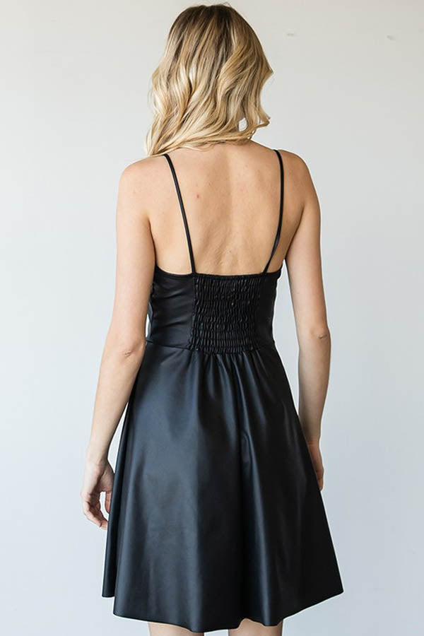 BK Brand Faux Leather Skater Dress