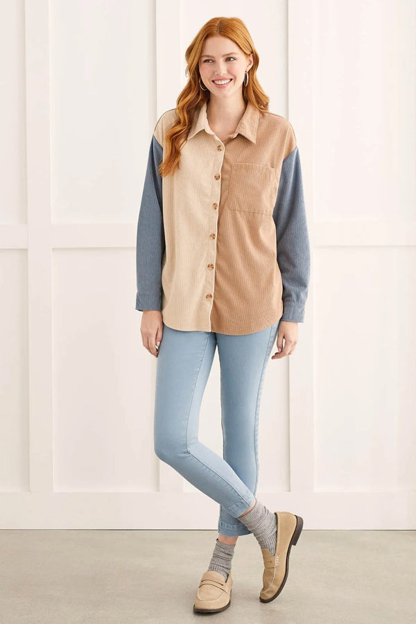 Tribal Mini Corduroy Colour Block Shirt