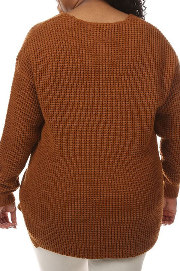 Dex PLUS Textured Stitch Bevelled Hem Sweater