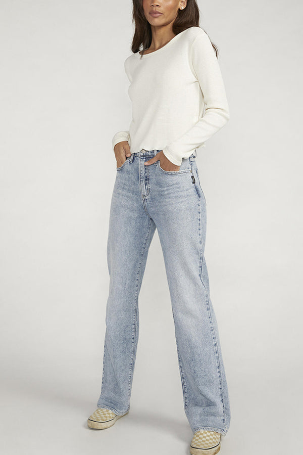 Silver Highly Desirable High Rise Trouser Leg Jeans