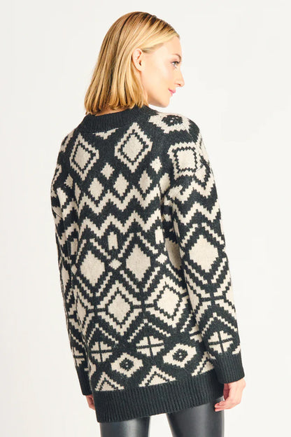 Dex Michelle Longline Jacquard Sweater