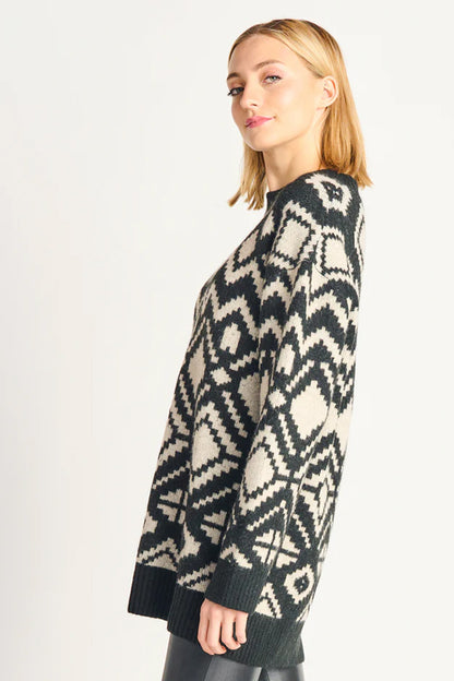 Dex Michelle Longline Jacquard Sweater