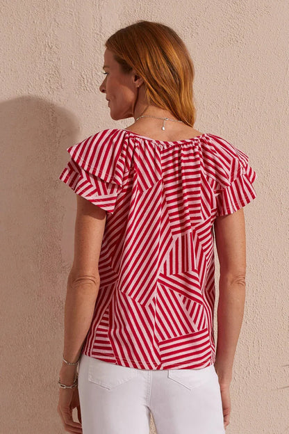 Tribal Cap-Sleeve Peasant Top