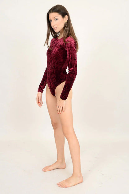 Second Skin Roxi Long Sleeve Velvet Bodysuit – BK's Brand Name Clothing