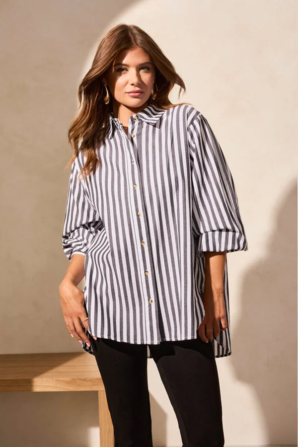 Tribal Stripe Button-Front Shirt