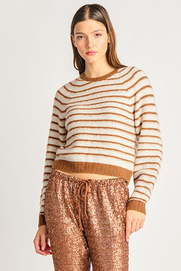 DEX Striped Sequin Sweater