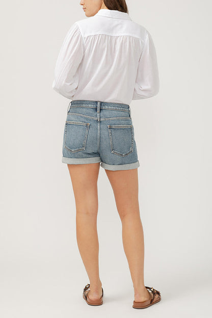 Silver Relaxed Boyfriend Shorts