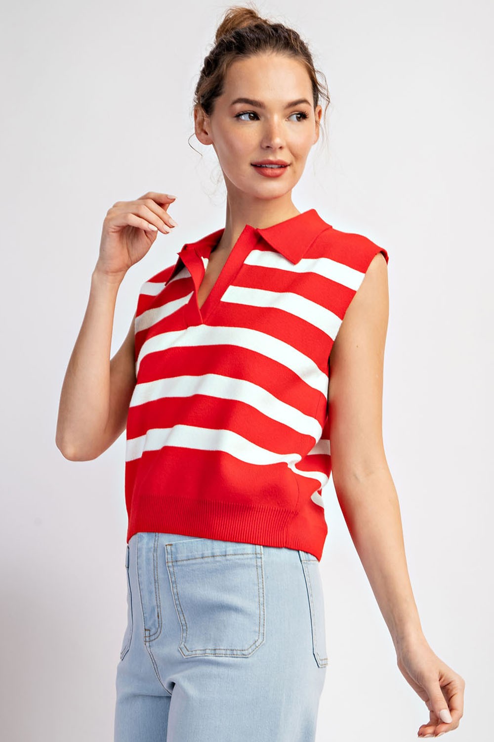 Bk Collared Short Sleeve Top