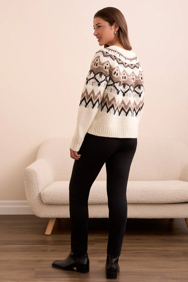 Tribal Fair Isle Button Front Sweater Cardigan