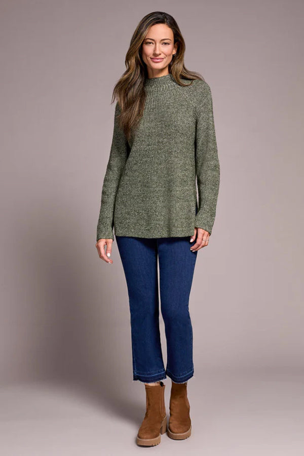 Tribal Mock Neck Heather Knit Sweater