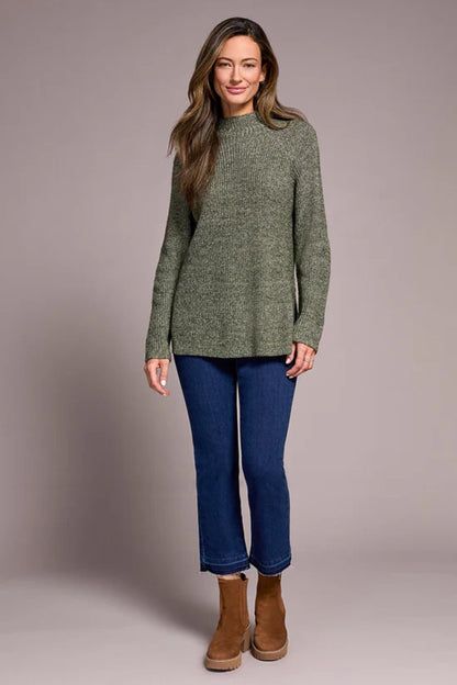 Tribal Mock Neck Heather Knit Sweater