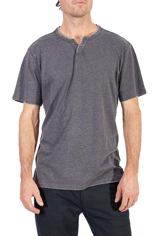 Silver Acid Wash Henley Tee