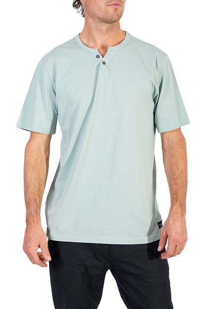 Silver Acid Wash Henley Tee