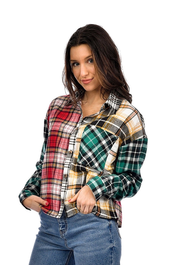 RD Style Alison Cropped Colour Block Flannel