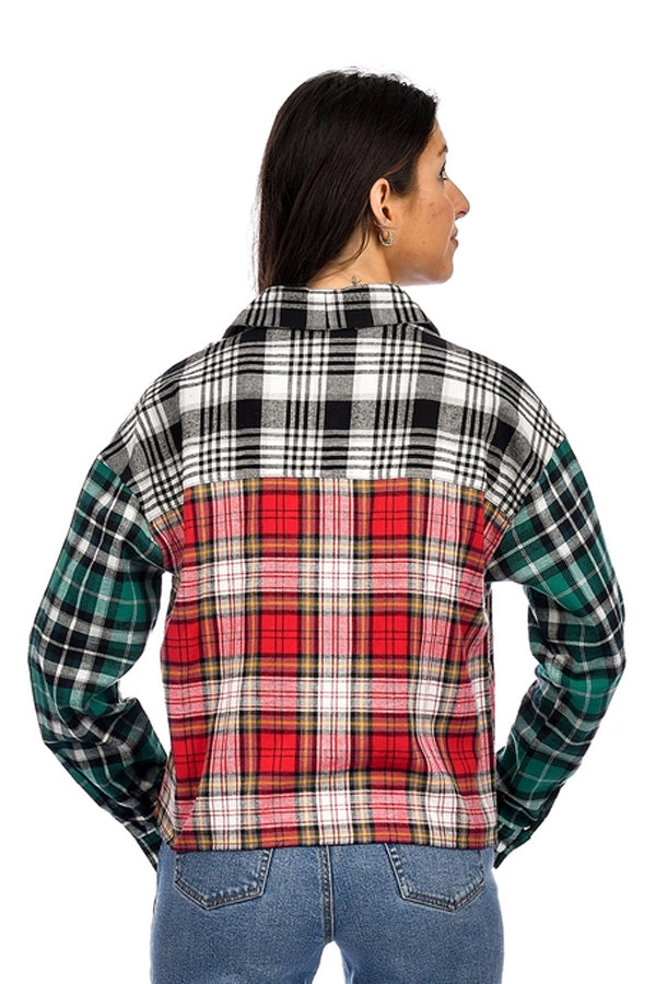 RD Style Alison Cropped Colour Block Flannel