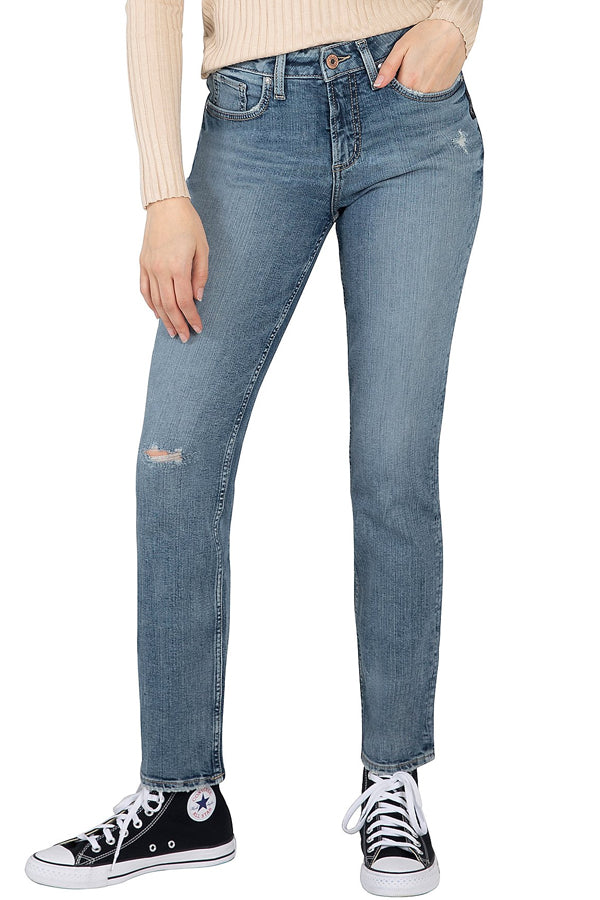 Silver Avery High Rise Straight Leg Jeans
