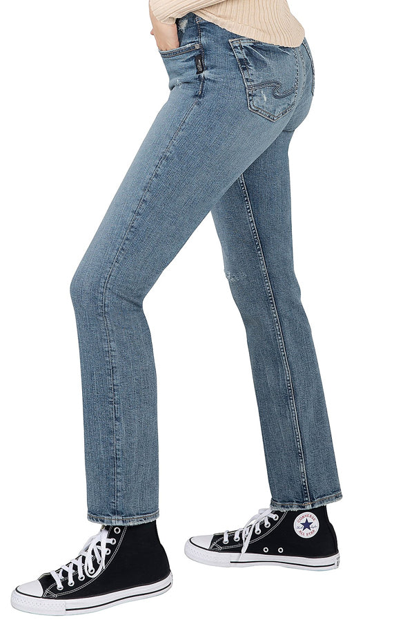 Silver Avery High Rise Straight Leg Jeans