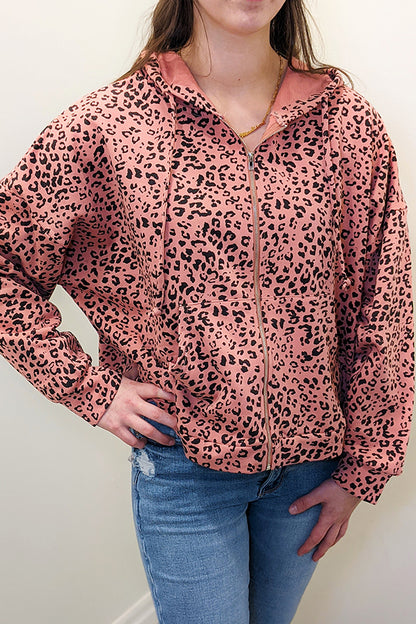 BK Brand Leopard Print Full Zip Hoodie