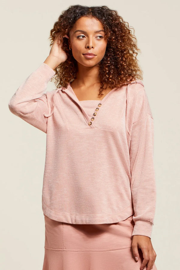 Tribal Ribbed Button-Front Hoodie