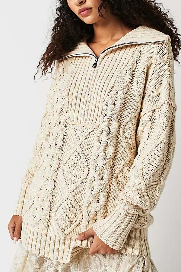 Free People Driftwood Cable Polo