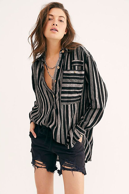 Free People Summer Breeze Stripe Pullover Blouse