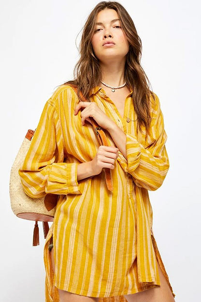 Free People Summer Breeze Stripe Pullover Blouse
