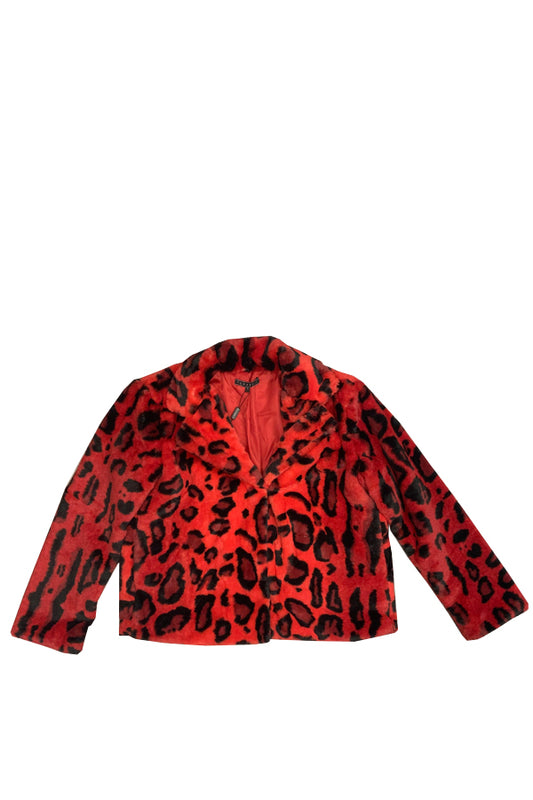 Fun Sport Red Leopard Faux Coat