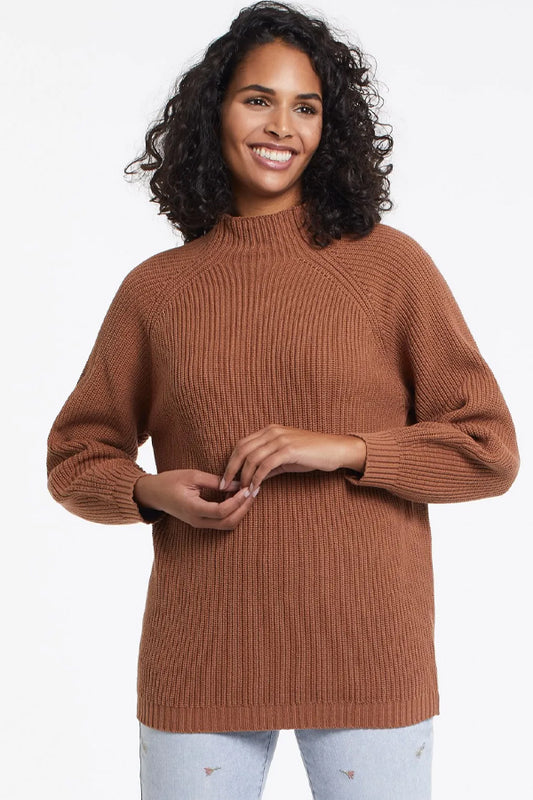 Tribal Mock Neck Long Sweater