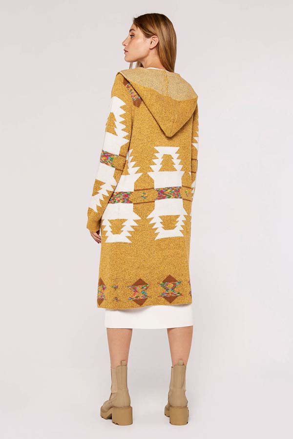 Apricot. Mustard Aztec Hooded Cardigan – BK's Brand Name Clothing