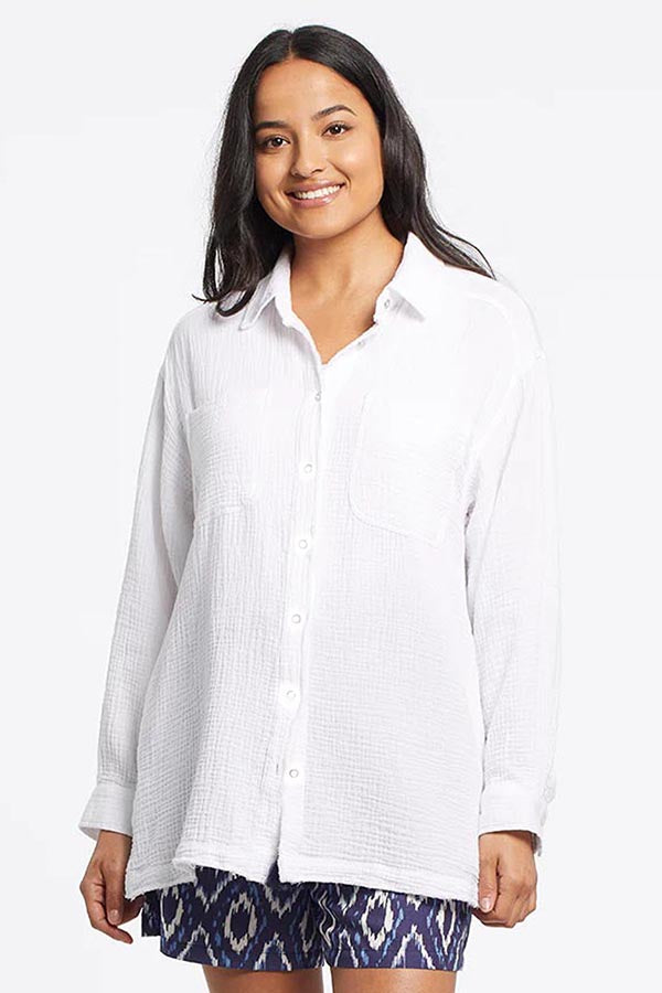 Tribal Pleated Oversized Button-Up
