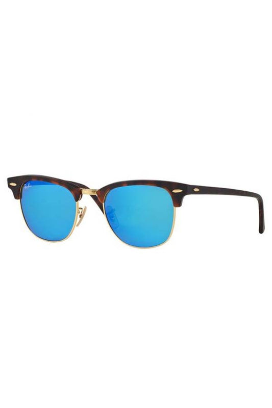 Ray Ban Clubmaster Sand Havana On Arista With Blue Mirror