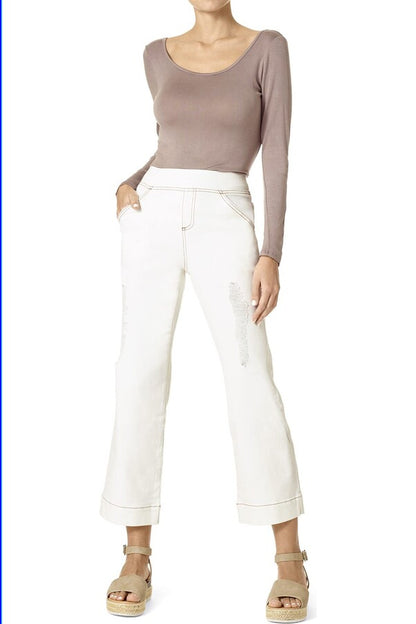 HUE Ripped Cropped Flare Skimmer