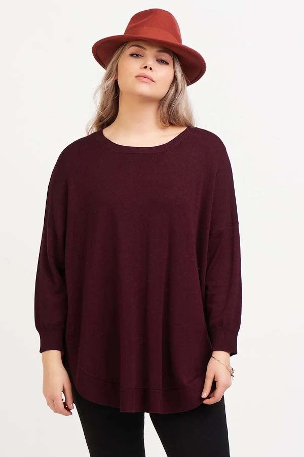 DEX Plus Rounded Hem ¾ Sleeve Sweater