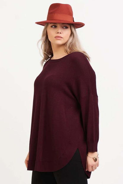 DEX Plus Rounded Hem ¾ Sleeve Sweater