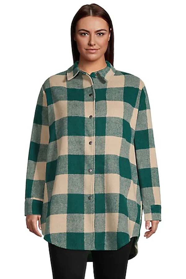 RD Style Sadie Snap Button Plaid Shacket