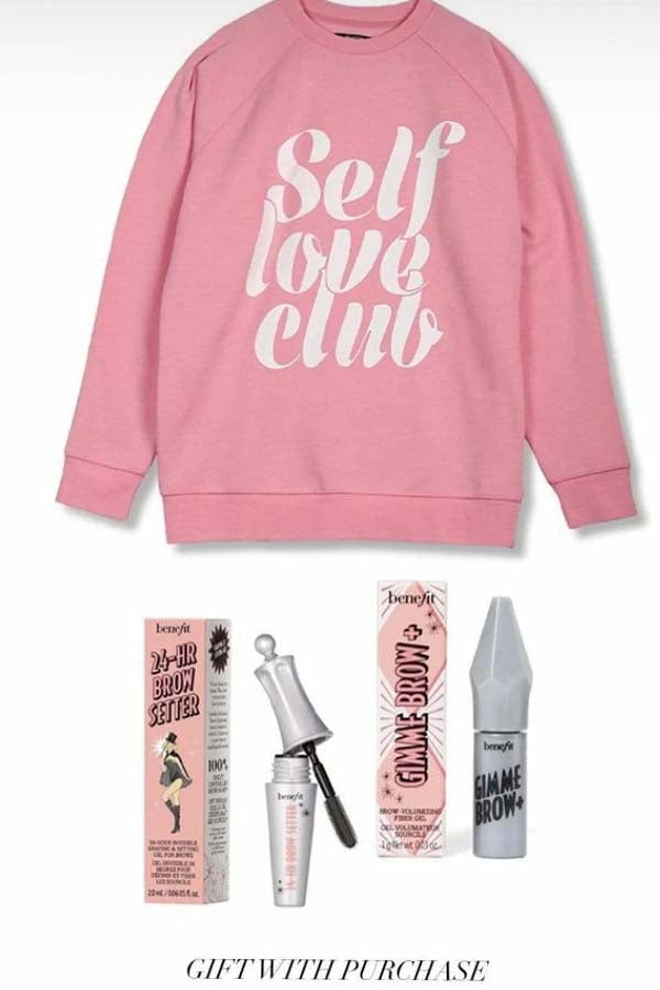 The "SELF LOVE CLUB" Big Sister Crew Neck Sweatshirt | Benefit Cosmetics x Brunette the Label