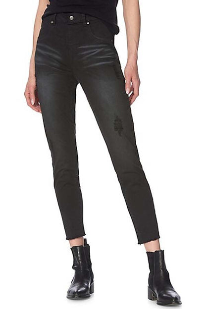 HUE High-Rise Ripped Skimmer Jeans